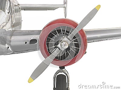 Vintage airplane engine, propeller, and wing isola Stock Photo