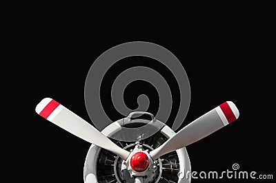 Vintage airplane propeller with radial engine Stock Photo