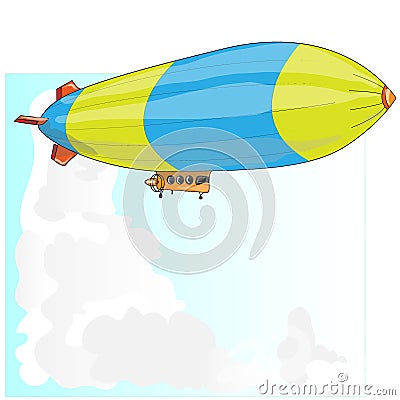 Vintage airship. Dirigible balloon. Vector Illustration