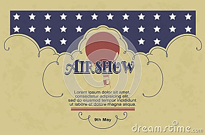 Vintage Airshow concept design card Vector Illustration