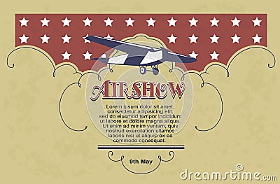 Vintage Airshow concept design card Vector Illustration