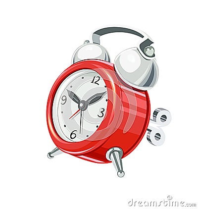 Vintage alarm clock with arrow and bells Vector Illustration