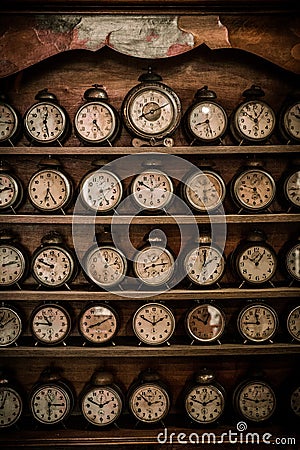 Vintage alarm clocks Stock Photo