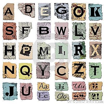 Vintage alphabet and punctuation Stock Photo
