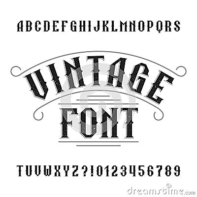 Vintage alphabet. Retro distressed letters and numbers. Vector Illustration