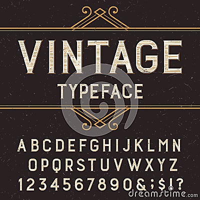 Vintage alphabet vector font with distressed overlay texture. Vector Illustration