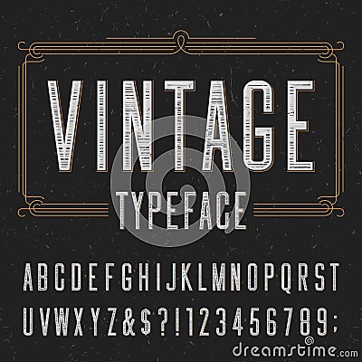 Vintage alphabet vector font with distressed overlay texture. Vector Illustration