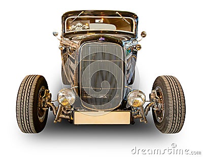 Vintage american car 1932 Ford Model B 3 Coupe. Front View. White background Editorial Stock Photo