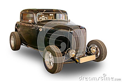 Vintage american car 1932 Ford Model B 3 Coupe. Front View. White background Editorial Stock Photo