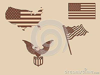 Vintage American labels set. Fully editable EPS10 Vector Illustration