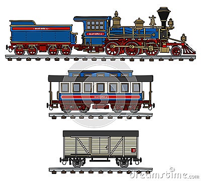 Vintage american steam train Vector Illustration