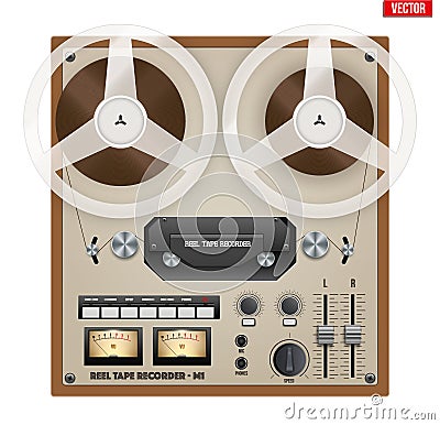 Vintage Analog Reel Tape Recorder. Vector Illustration