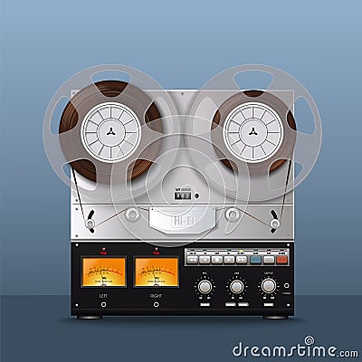 Vintage Analog Reel Tape Recorder. Retro style Vector Illustration