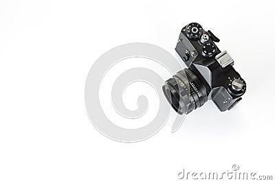 Vintage analog single lens reflex camera. Stock Photo