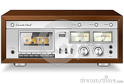 Vintage analog stereo cassette tape deck player Vector Illustration