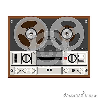 Vintage Analog Stereo Reel Tape Recorder Vector Illustration