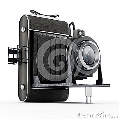 Vintage analogue camera isolated on white background Stock Photo