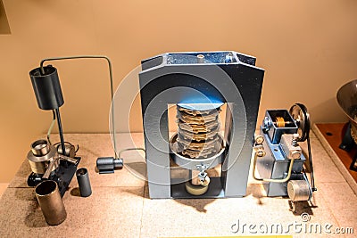 Vintage Ancient italian olive oil machine used to make oil, oil mill Editorial Stock Photo