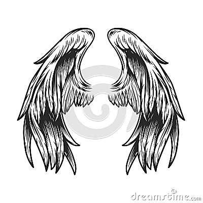Vintage angel wings template Vector Illustration