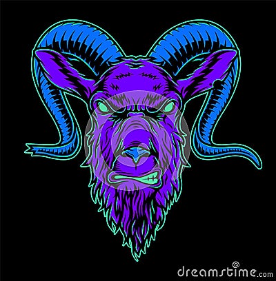 Vintage angry goat head colorful concept Vector Illustration