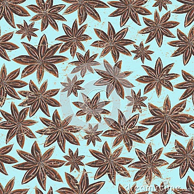 Vintage anise star spices background Stock Photo