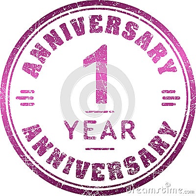 Vintage anniversary 1 year round grunge round stamp. Retro style Vector Illustration