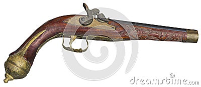 Vintage antique flintlock pistol Stock Photo