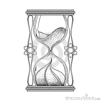 Vintage antique wizard hourglass in dotwork tattoo design for al Vector Illustration