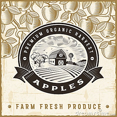 Vintage apple harvest label Vector Illustration