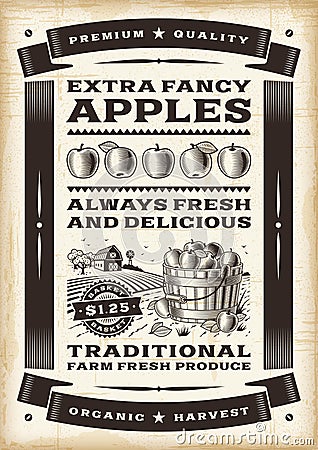 Vintage apple harvest poster Vector Illustration