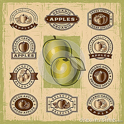 Vintage apple stamps set Vector Illustration