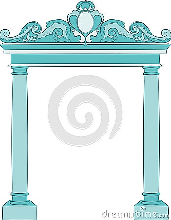 The vintage arch with curtain. Vector Illustration