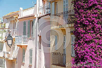 Vintage Architecture Of Historic Houses Downtown Charming Streets Of Cannes Stock Photo