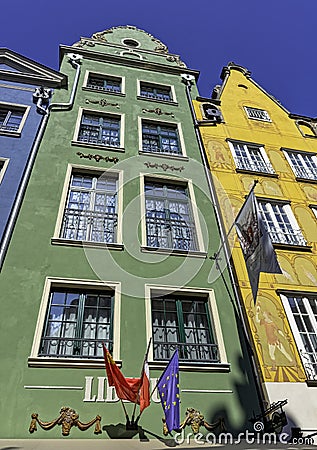 Vintage architecture of Old Town in Gdansk, Tricity, Pomerania, Poland Stock Photo