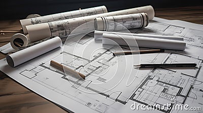 Vintage architecture sketch, architecture drawing of Historical Building for wall decor Stock Photo