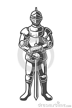 Vintage armored medieval knight concept Vector Illustration