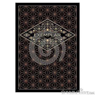 Vintage Art Deco Monochrome Flourishes frame. Ornamental Greeting Card Vector Template. Background cover. Title page. Vector Illustration