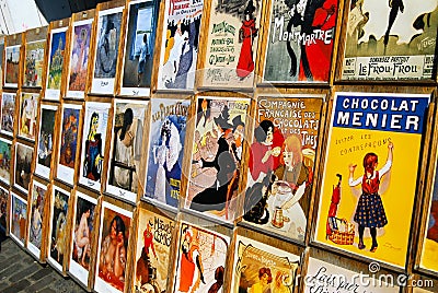 Vintage Art Posters Display France Editorial Stock Photo