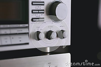Vintage audio stereo rack with cassette tape deck receiver and s Stock Photo