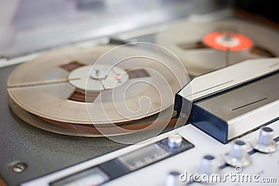 Vintage audio tape music recorder detail Stock Photo