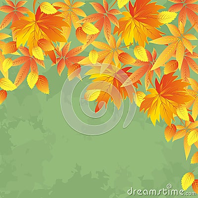 Vintage autumn background, leaf fall Vector Illustration