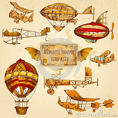 Vintage Aviation Sketch Vector Illustration