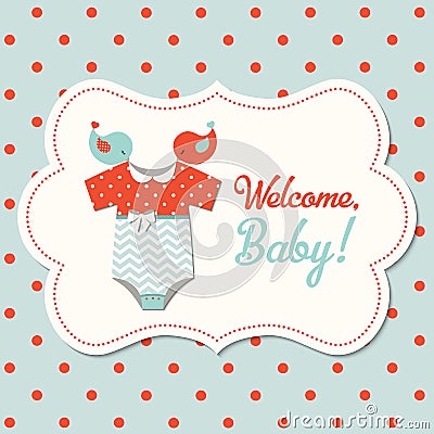 Vintage baby shower, illustration Vector Illustration