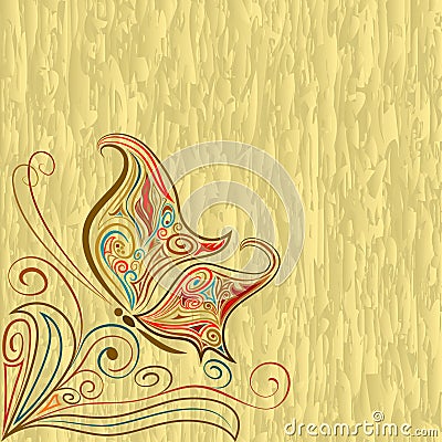 Vintage background with butterfly. Stock Photo