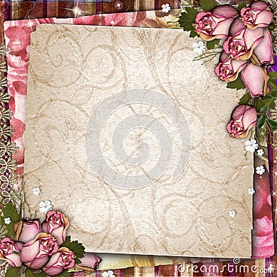 vintage background with dried roses Stock Photo