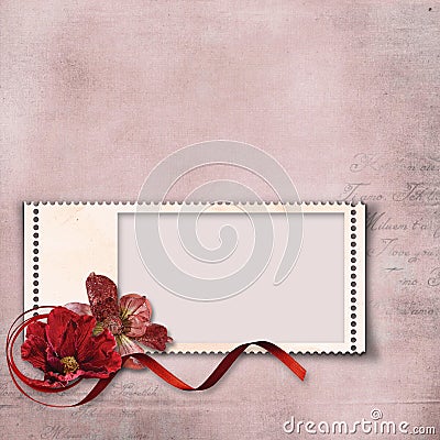 Vintage background with flower and stamp-frame Stock Photo