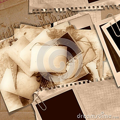 Vintage background with old cards Stock Photo