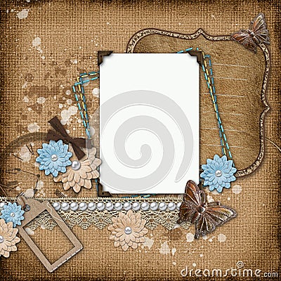 Vintage background with old frames Stock Photo