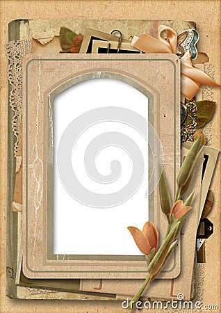 Vintage background with old photo frame Stock Photo