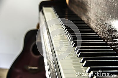 Pianoforte keyboard close up. Stock Photo